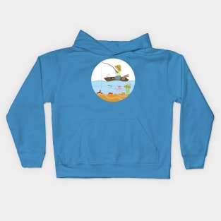 Fishing Illustration Kids Hoodie